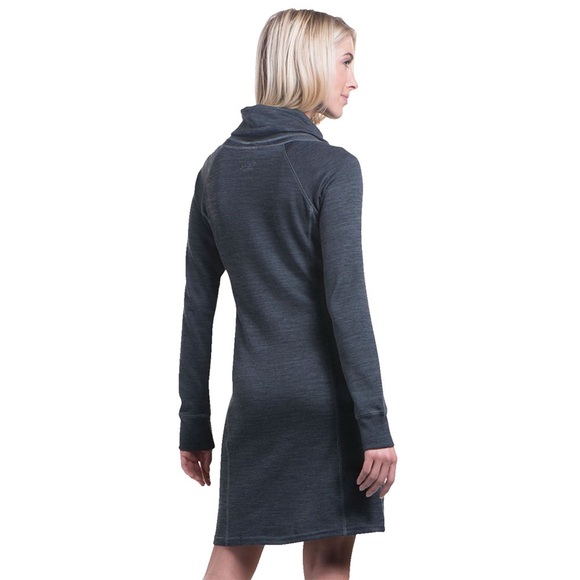 Kuhl Lea Dress Small Charcoal Gray Long Sleeve Cowl Neck Hiking Pockets Outdoor - Picture 3 of 13